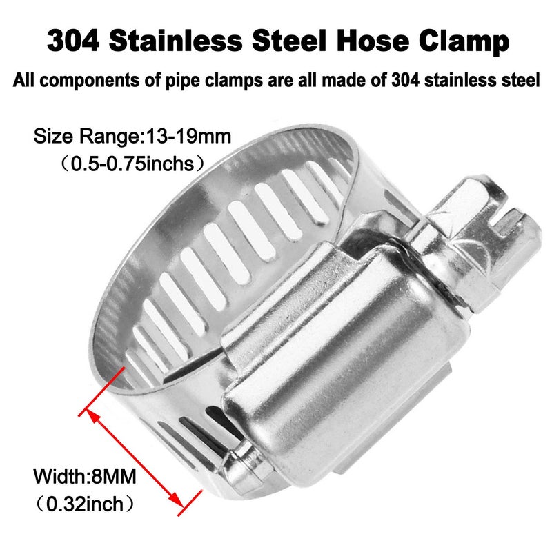 Da by 3 pcs 3/8""(10mm) Barb Splicer Mender Hose Brass Barb Fitting with 6 pcs Stainless Steel Pipe Clamps for Water/Fuel/Air - Image 5